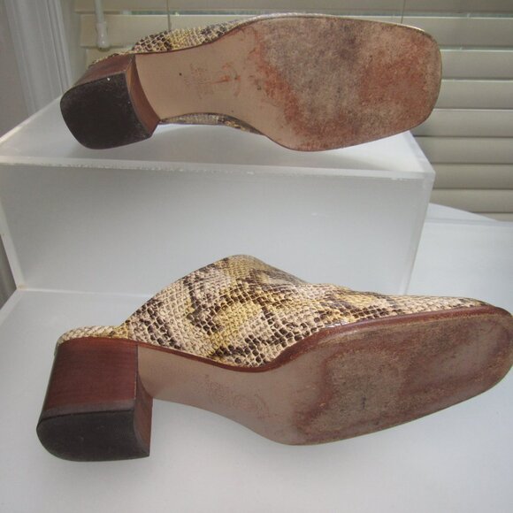 Brunella Made in Italy Snakeskin Print Leather Mules 38.5 (US 8) | Vintage Boho - Picture 7 of 9